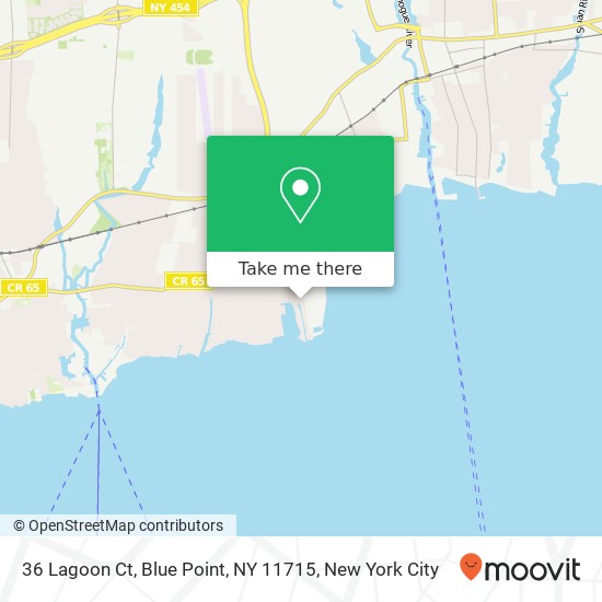 Mapa de 36 Lagoon Ct, Blue Point, NY 11715