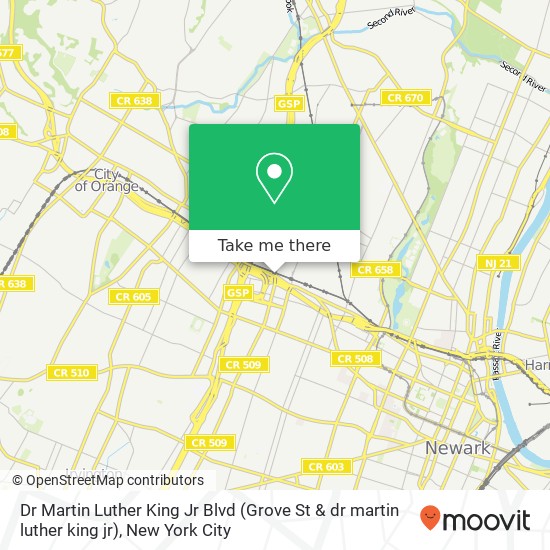 Mapa de Dr Martin Luther King Jr Blvd (Grove St & dr martin luther king jr), East Orange, NJ 07018