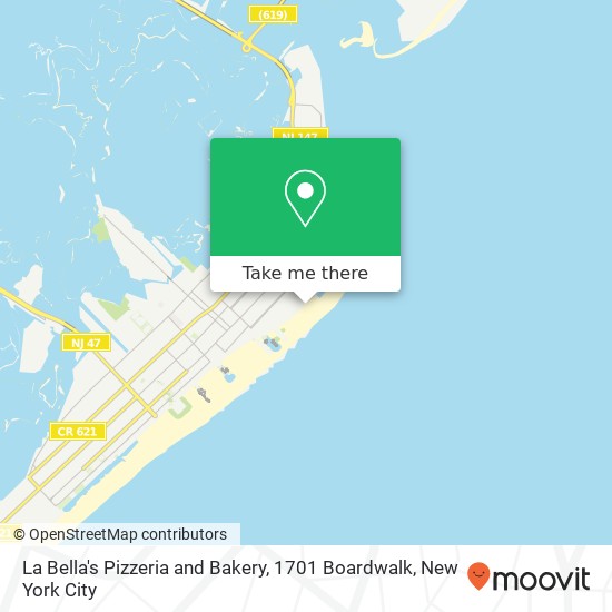 Mapa de La Bella's Pizzeria and Bakery, 1701 Boardwalk