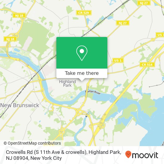 Mapa de Crowells Rd (S 11th Ave & crowells), Highland Park, NJ 08904
