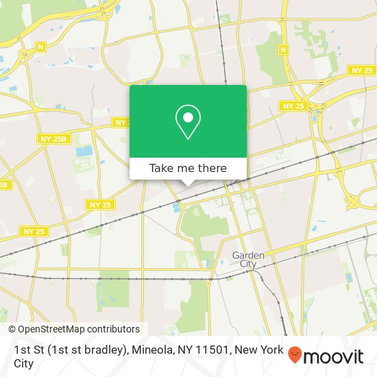 Mapa de 1st St (1st st bradley), Mineola, NY 11501