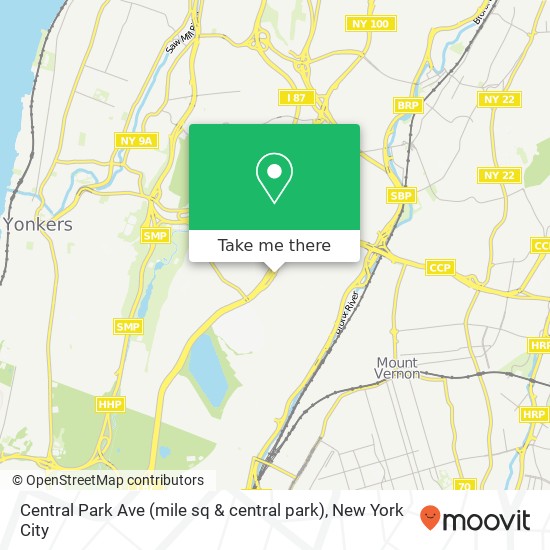 Mapa de Central Park Ave (mile sq & central park), Yonkers, NY 10704