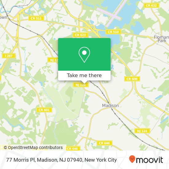 Mapa de 77 Morris Pl, Madison, NJ 07940