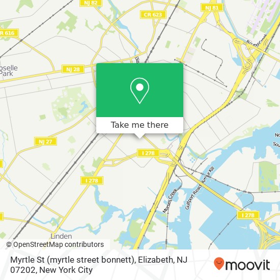 Mapa de Myrtle St (myrtle street bonnett), Elizabeth, NJ 07202