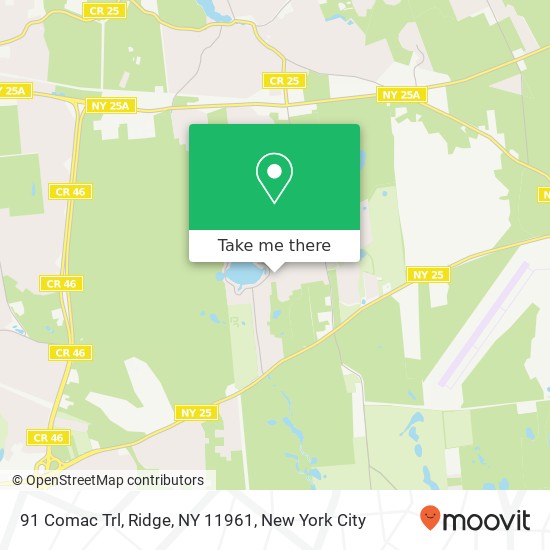 Mapa de 91 Comac Trl, Ridge, NY 11961