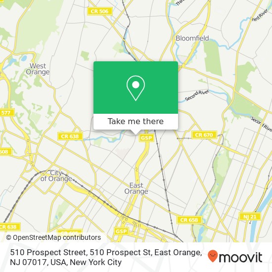 510 Prospect Street, 510 Prospect St, East Orange, NJ 07017, USA map