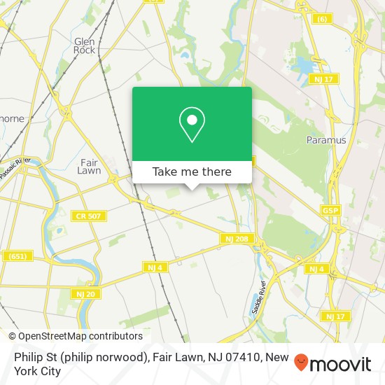 Mapa de Philip St (philip norwood), Fair Lawn, NJ 07410