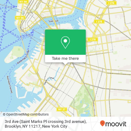 Mapa de 3rd Ave (Saint Marks Pl crossing 3rd avenue), Brooklyn, NY 11217