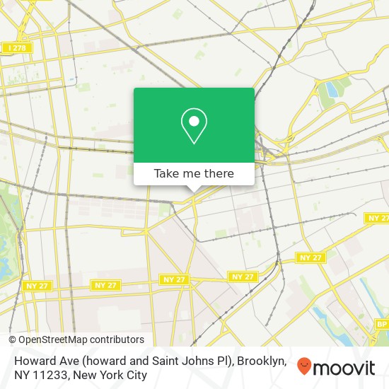 Mapa de Howard Ave (howard and Saint Johns Pl), Brooklyn, NY 11233