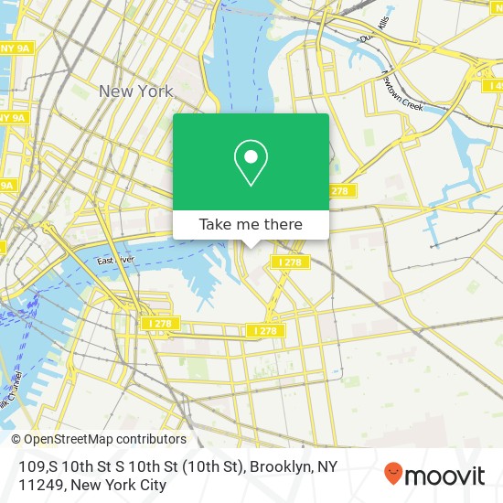 Mapa de 109,S 10th St S 10th St (10th St), Brooklyn, NY 11249