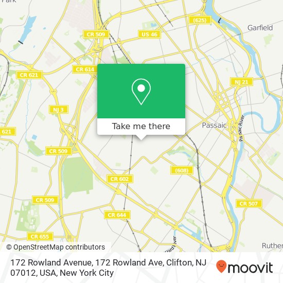 172 Rowland Avenue, 172 Rowland Ave, Clifton, NJ 07012, USA map