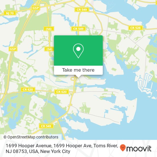 Mapa de 1699 Hooper Avenue, 1699 Hooper Ave, Toms River, NJ 08753, USA
