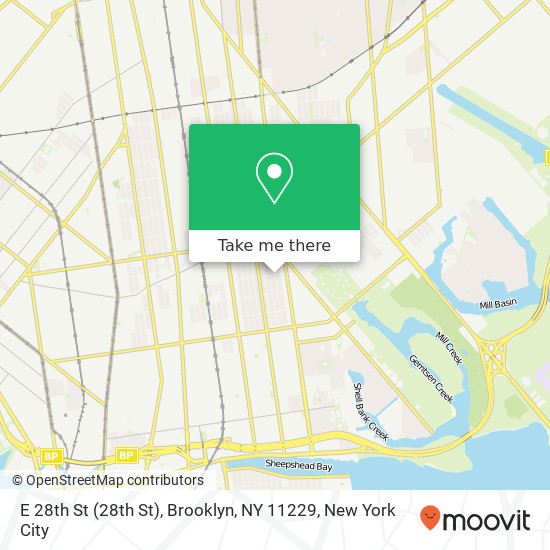 Mapa de E 28th St (28th St), Brooklyn, NY 11229