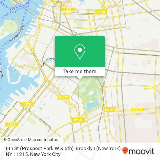 Mapa de 6th St (Prospect Park W & 6th), Brooklyn (New York), NY 11215