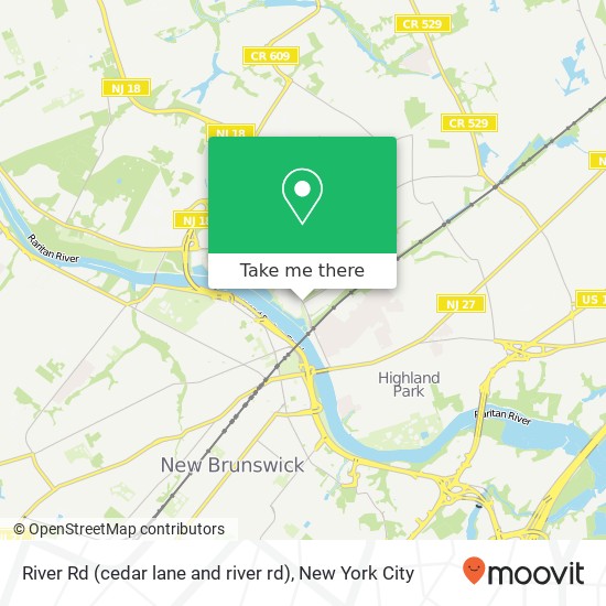 Mapa de River Rd (cedar lane and river rd), Highland Park, NJ 08904