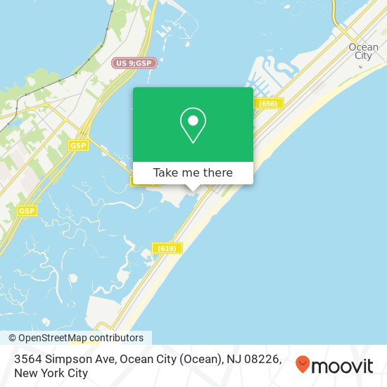 Mapa de 3564 Simpson Ave, Ocean City (Ocean), NJ 08226