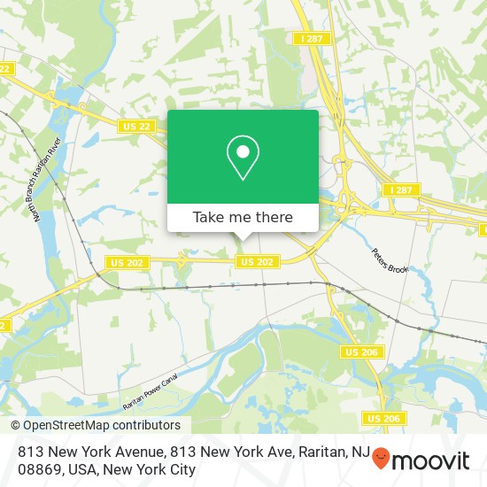 813 New York Avenue, 813 New York Ave, Raritan, NJ 08869, USA map