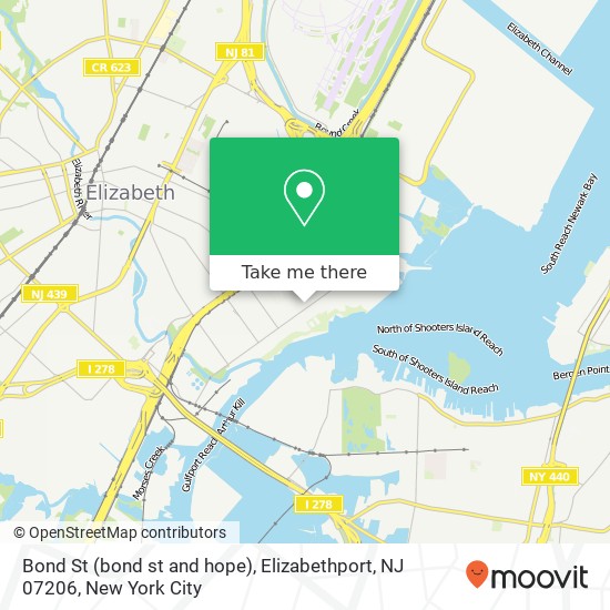Mapa de Bond St (bond st and hope), Elizabethport, NJ 07206