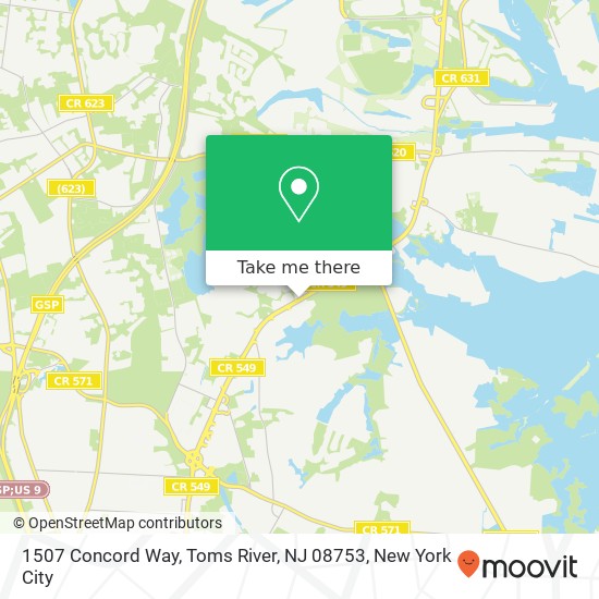Mapa de 1507 Concord Way, Toms River, NJ 08753