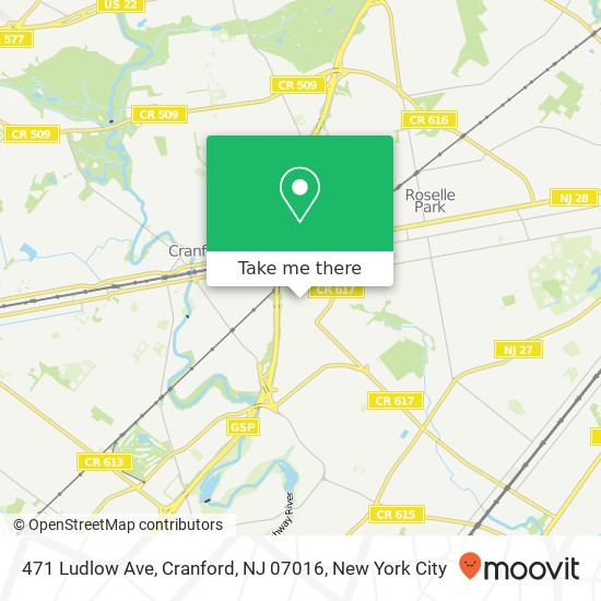Mapa de 471 Ludlow Ave, Cranford, NJ 07016