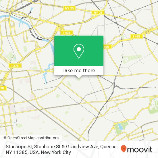 Mapa de Stanhope St, Stanhope St & Grandview Ave, Queens, NY 11385, USA