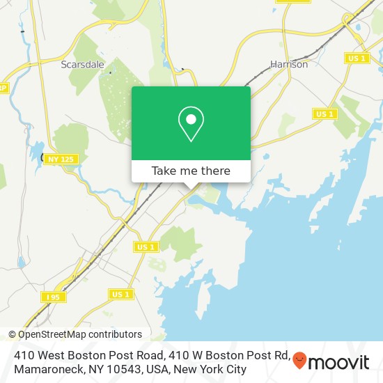 Mapa de 410 West Boston Post Road, 410 W Boston Post Rd, Mamaroneck, NY 10543, USA