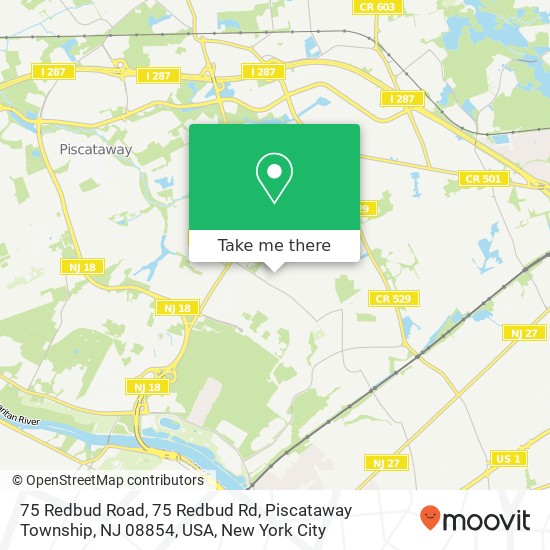 75 Redbud Road, 75 Redbud Rd, Piscataway Township, NJ 08854, USA map