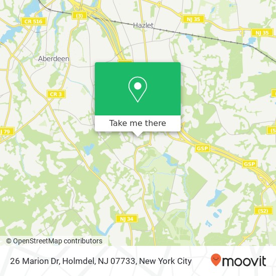 Mapa de 26 Marion Dr, Holmdel, NJ 07733