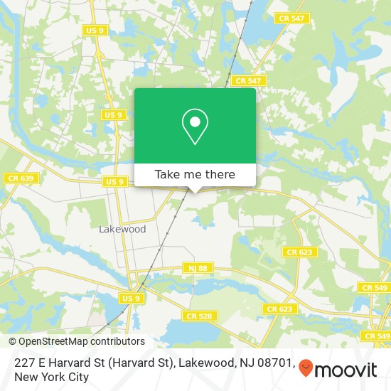 Mapa de 227 E Harvard St (Harvard St), Lakewood, NJ 08701