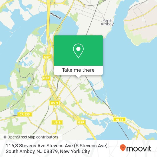 Mapa de 116,S Stevens Ave Stevens Ave (S Stevens Ave), South Amboy, NJ 08879