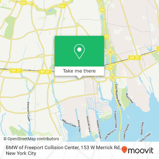 Mapa de BMW of Freeport Collision Center, 153 W Merrick Rd