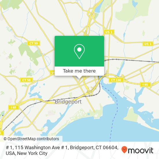 # 1, 115 Washington Ave # 1, Bridgeport, CT 06604, USA map