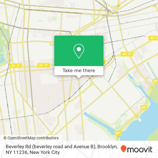 Mapa de Beverley Rd (beverley road and Avenue B), Brooklyn, NY 11236