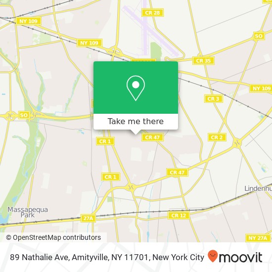 Mapa de 89 Nathalie Ave, Amityville, NY 11701
