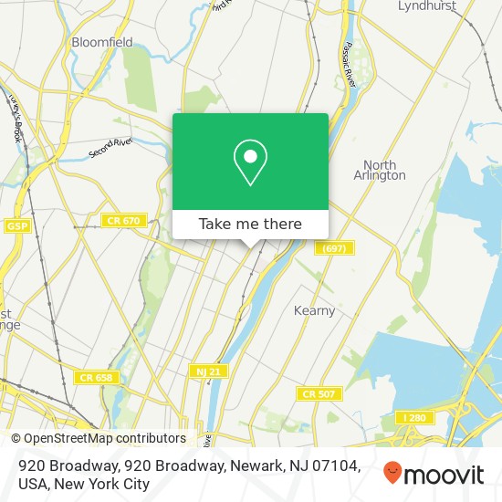 Mapa de 920 Broadway, 920 Broadway, Newark, NJ 07104, USA
