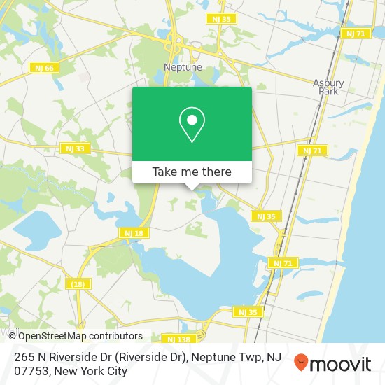 Mapa de 265 N Riverside Dr (Riverside Dr), Neptune Twp, NJ 07753