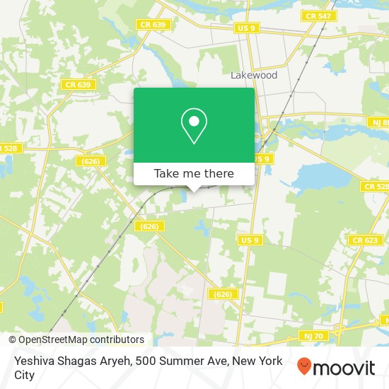 Mapa de Yeshiva Shagas Aryeh, 500 Summer Ave