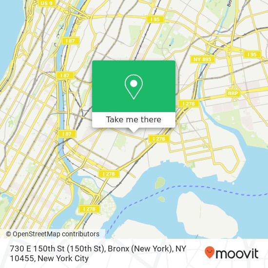 Mapa de 730 E 150th St (150th St), Bronx (New York), NY 10455