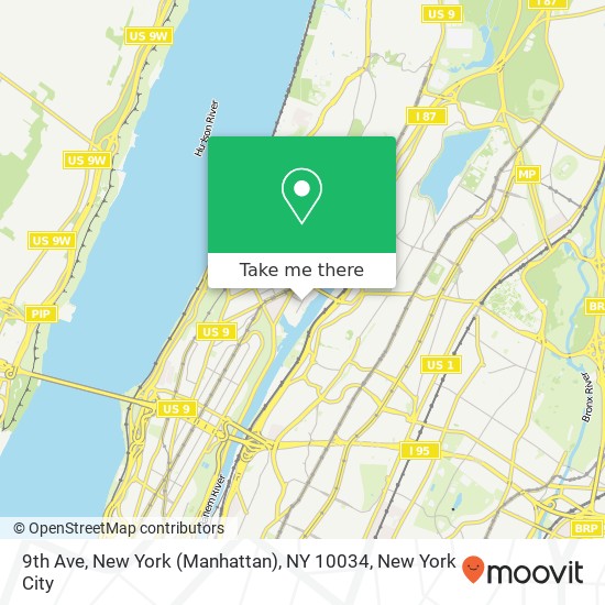 9th Ave, New York (Manhattan), NY 10034 map