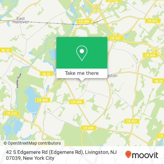 Mapa de 42 S Edgemere Rd (Edgemere Rd), Livingston, NJ 07039