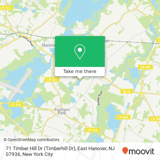 Mapa de 71 Timber Hill Dr (Timberhill Dr), East Hanover, NJ 07936