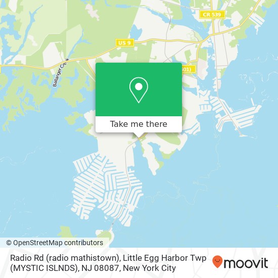 Radio Rd (radio mathistown), Little Egg Harbor Twp (MYSTIC ISLNDS), NJ 08087 map