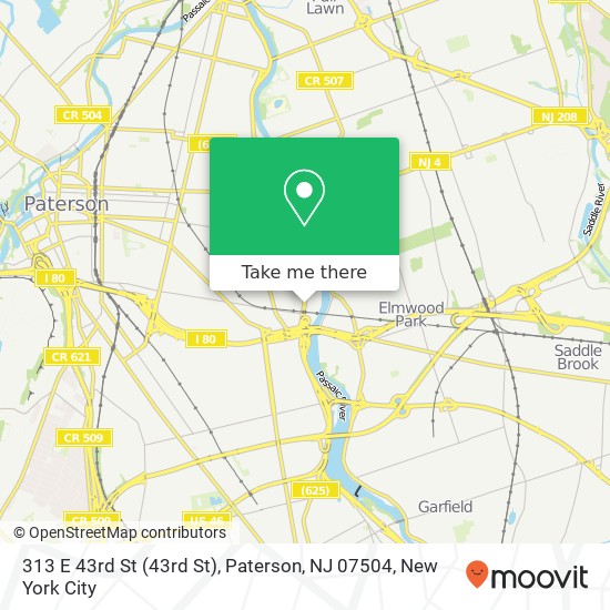 Mapa de 313 E 43rd St (43rd St), Paterson, NJ 07504