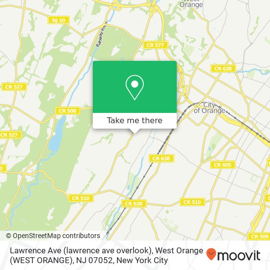 Mapa de Lawrence Ave (lawrence ave overlook), West Orange (WEST ORANGE), NJ 07052