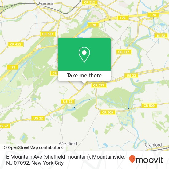 Mapa de E Mountain Ave (sheffield mountain), Mountainside, NJ 07092
