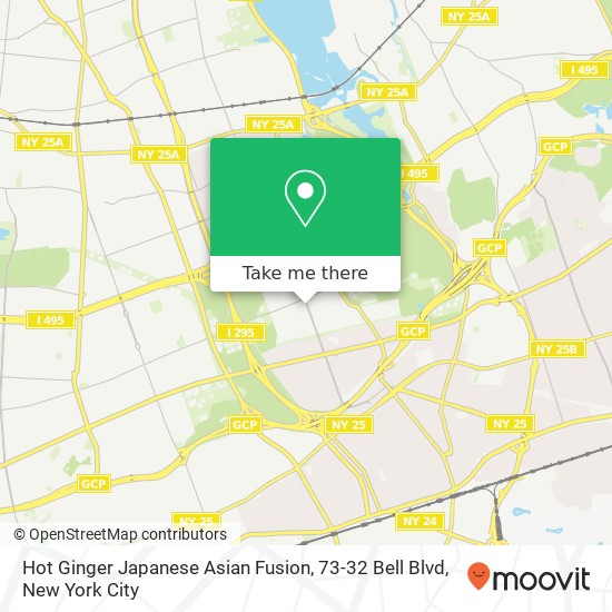 Mapa de Hot Ginger Japanese Asian Fusion, 73-32 Bell Blvd