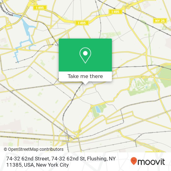 Mapa de 74-32 62nd Street, 74-32 62nd St, Flushing, NY 11385, USA