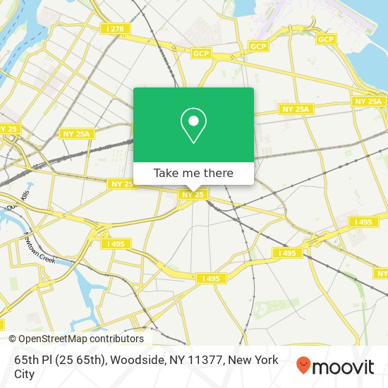 Mapa de 65th Pl (25 65th), Woodside, NY 11377
