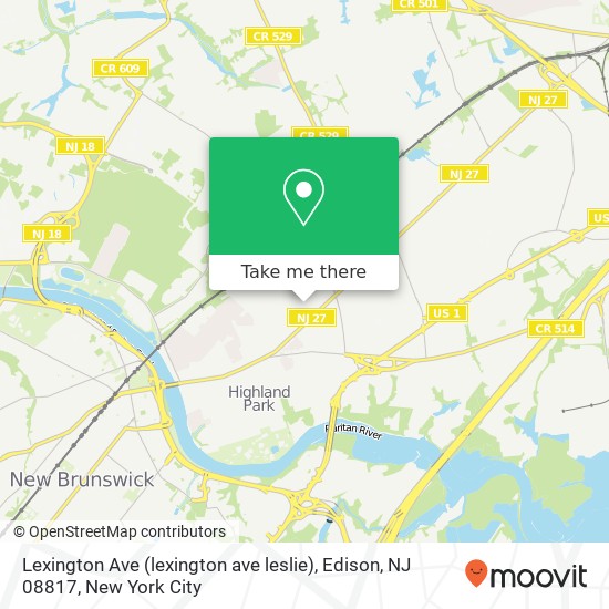 Mapa de Lexington Ave (lexington ave leslie), Edison, NJ 08817