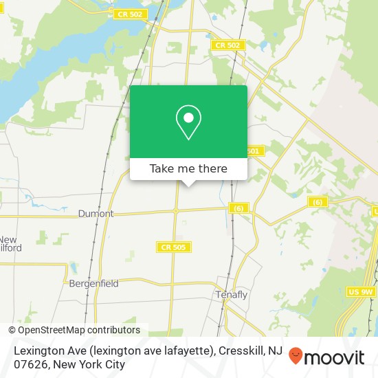 Mapa de Lexington Ave (lexington ave lafayette), Cresskill, NJ 07626